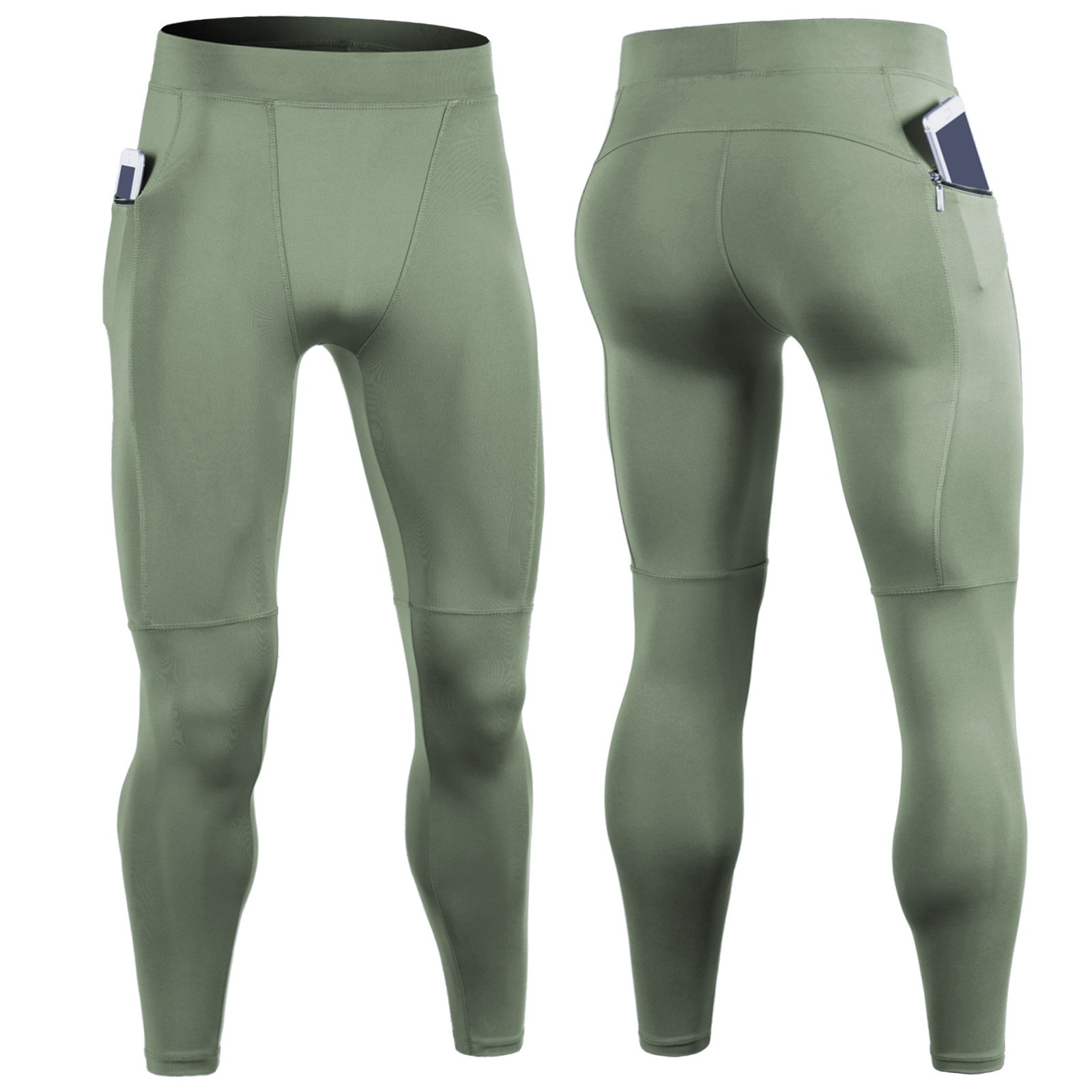 thumbnail image 2 of Pantalones de compresión para hombre - Pantalones cortos ajustados para correr y entrenar baloncesto - Poliéster elástico para hacer ejercicio, 2 of 4